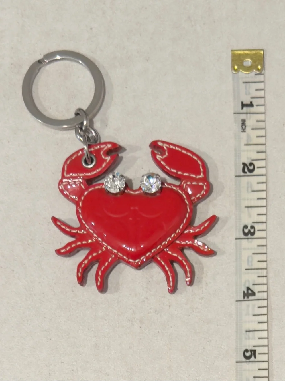 ❤️ Coach Limited Edition Red Crab Patent Leather Embossed Charm Key Ring - Rare!